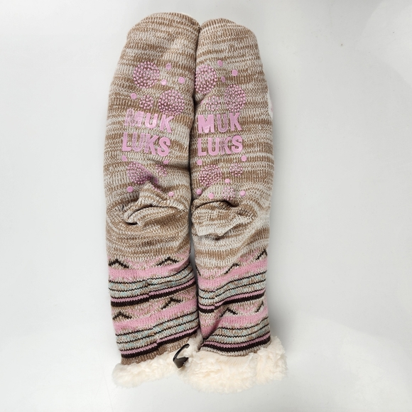 New, Muk Luks Plush Slipper Socks, Cats - Picture 3 of 4